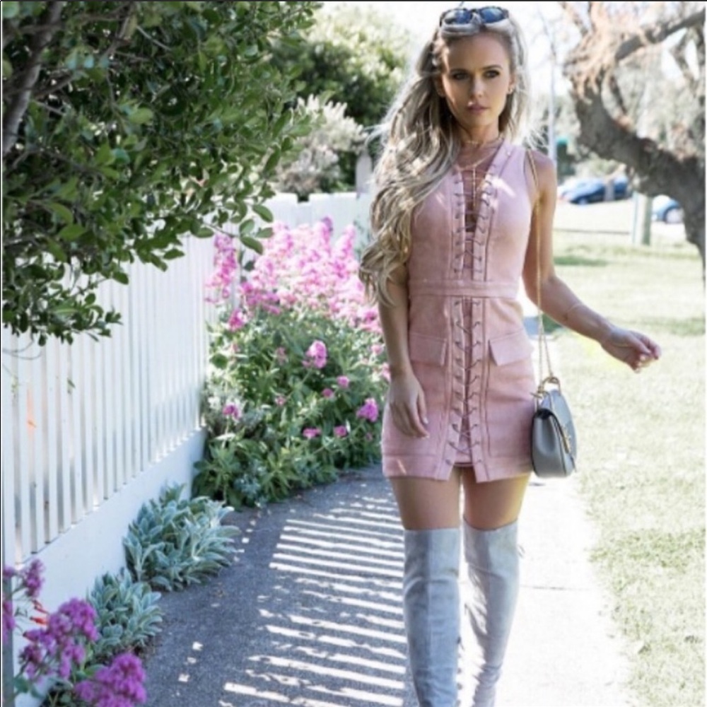 🤍 Faux Suede Lace Up Dress 🤍